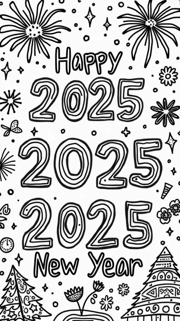 coloriages du Nouvel An 2025